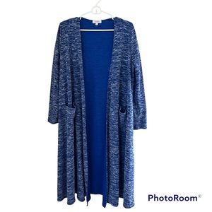 🔷LULAROE: Women’s size M, blue mix, long sleeve, long cardigan w/pockets🔷